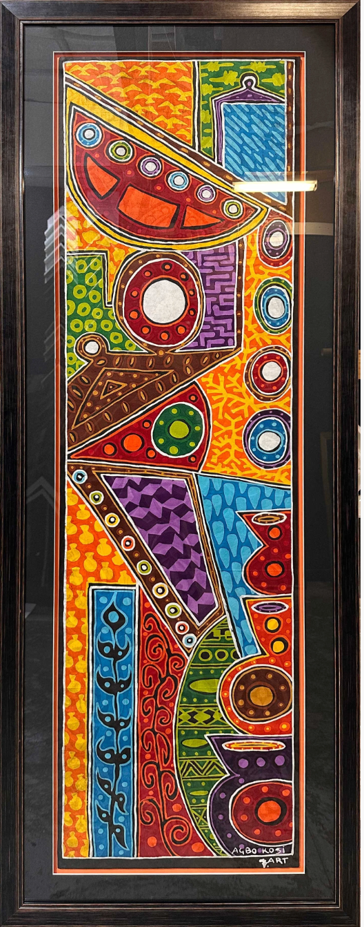 Batik Painting Framing with Black & Orange accent matboard